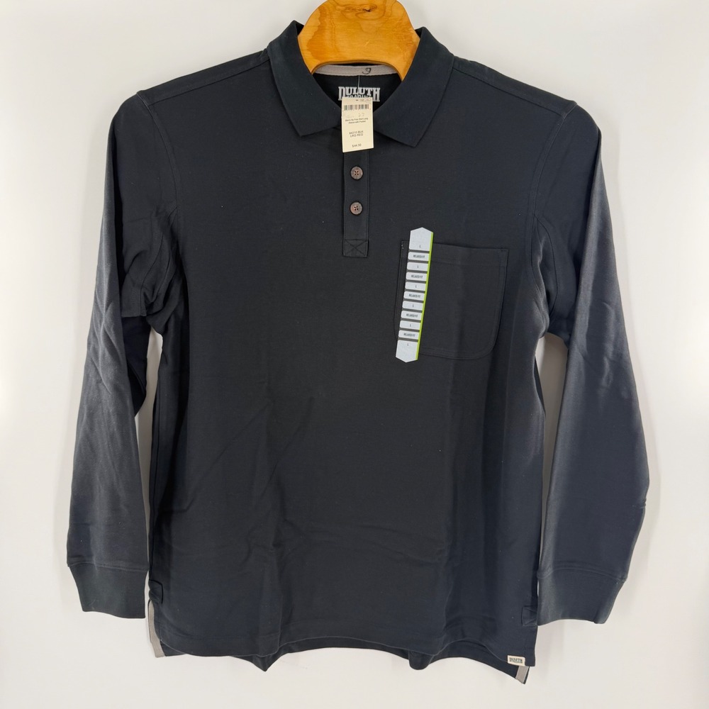 Duluth Trading Co Mens No Polo Shirt Long Sleeve Black Relaxed Fit L 94210